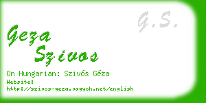 geza szivos business card